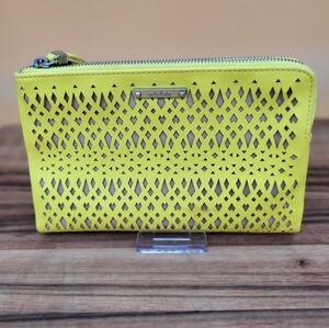 Stella & Dot Double Zip Yellow Cutout Clutch, Like New